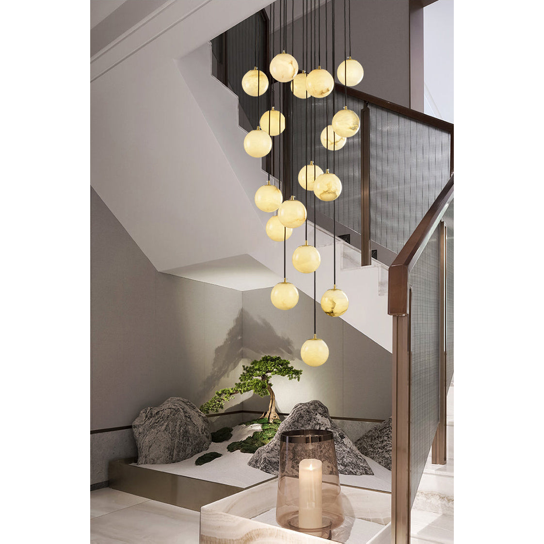 Radilum Alabaster Balls Cluster Chandelier
