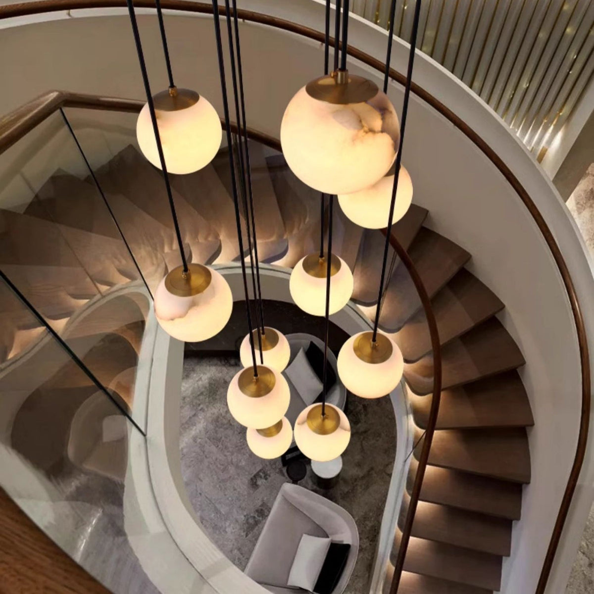 Radilum Alabaster Balls Cluster Chandelier
