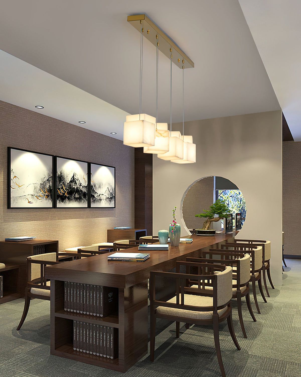Radilum Box Linear Alabaster Chandelier