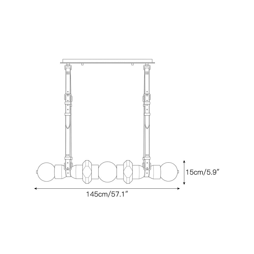 Radilum Belmont Leather Alabaster Linear Chandelier