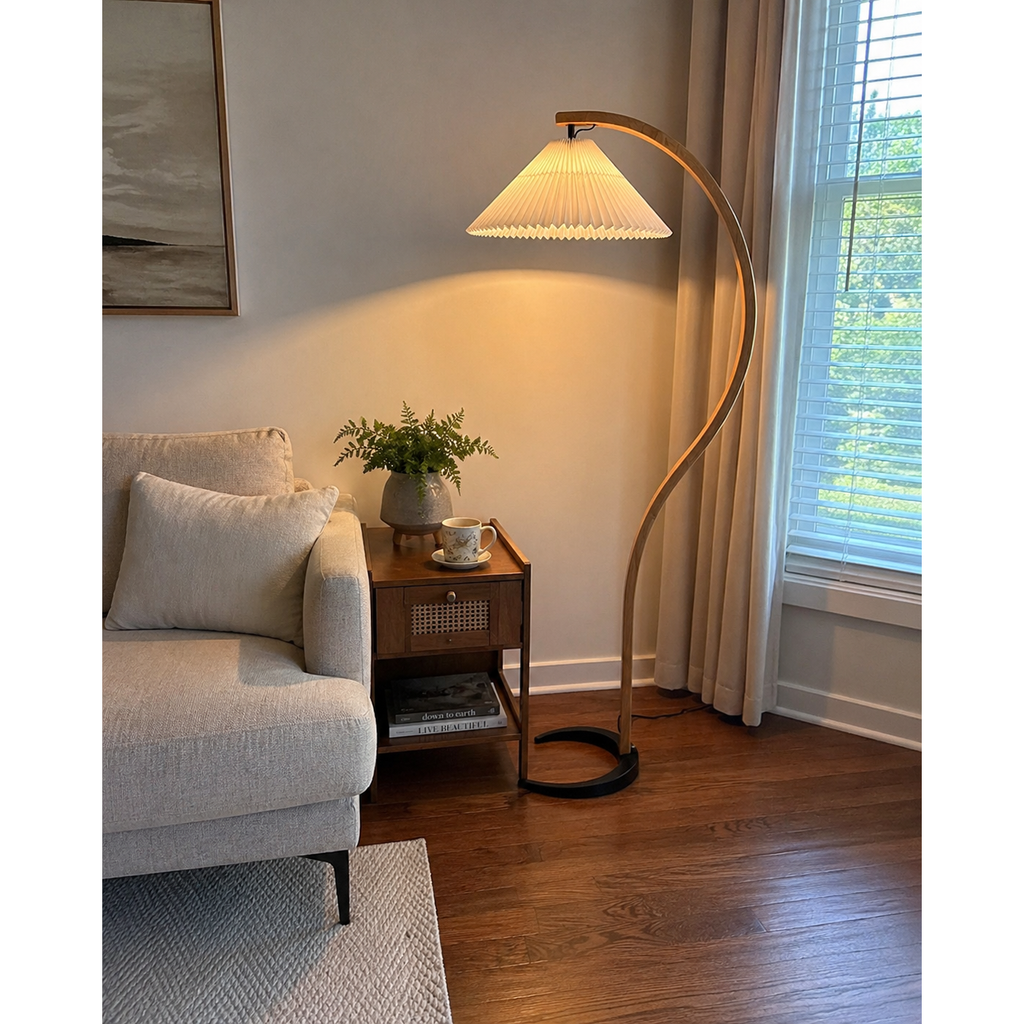 Radilum Caprani Floor Lamp Beech Wood and Linen
