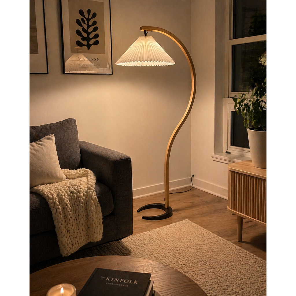 Radilum Caprani Floor Lamp Beech Wood and Linen