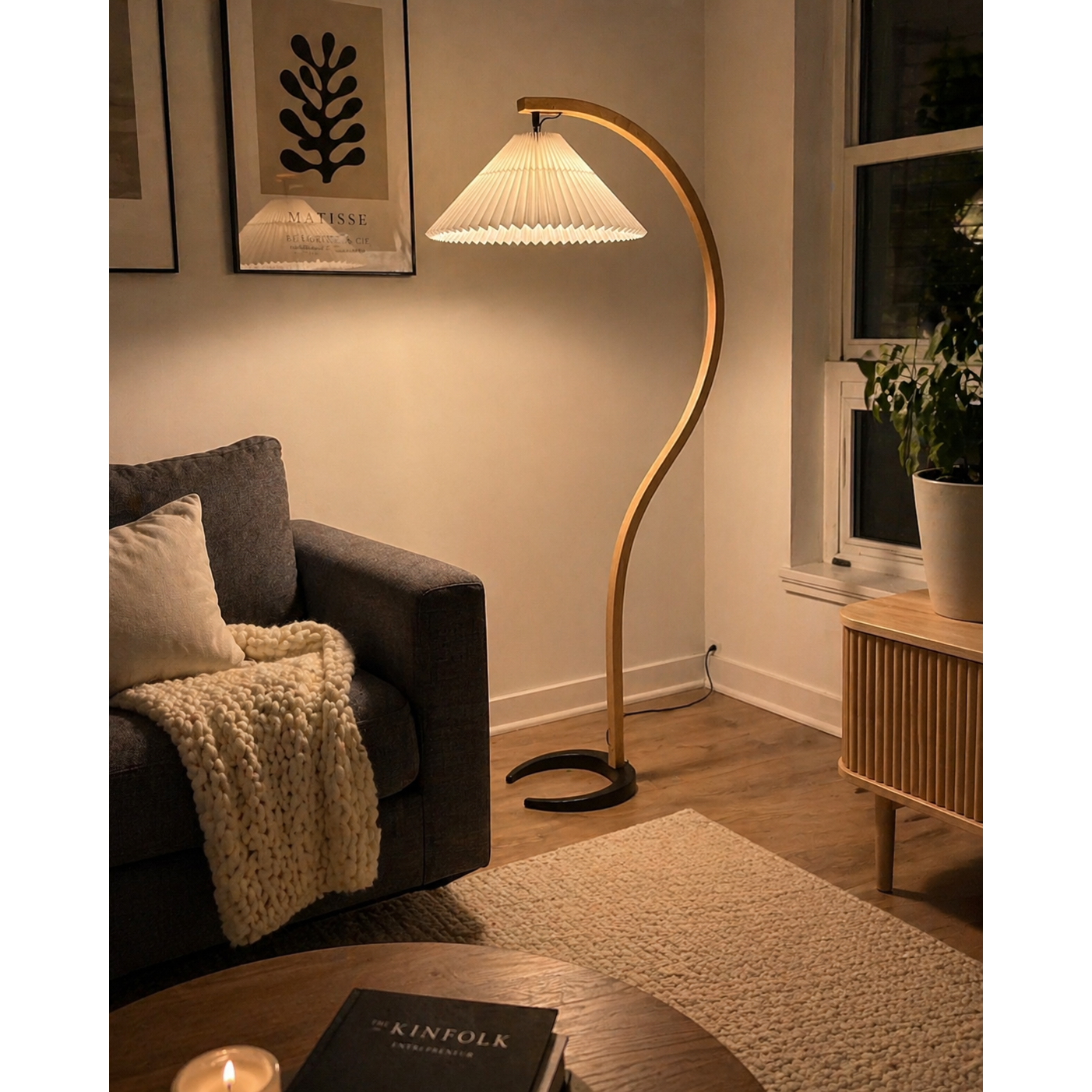 Radilum Caprani Floor Lamp Beech Wood and Linen