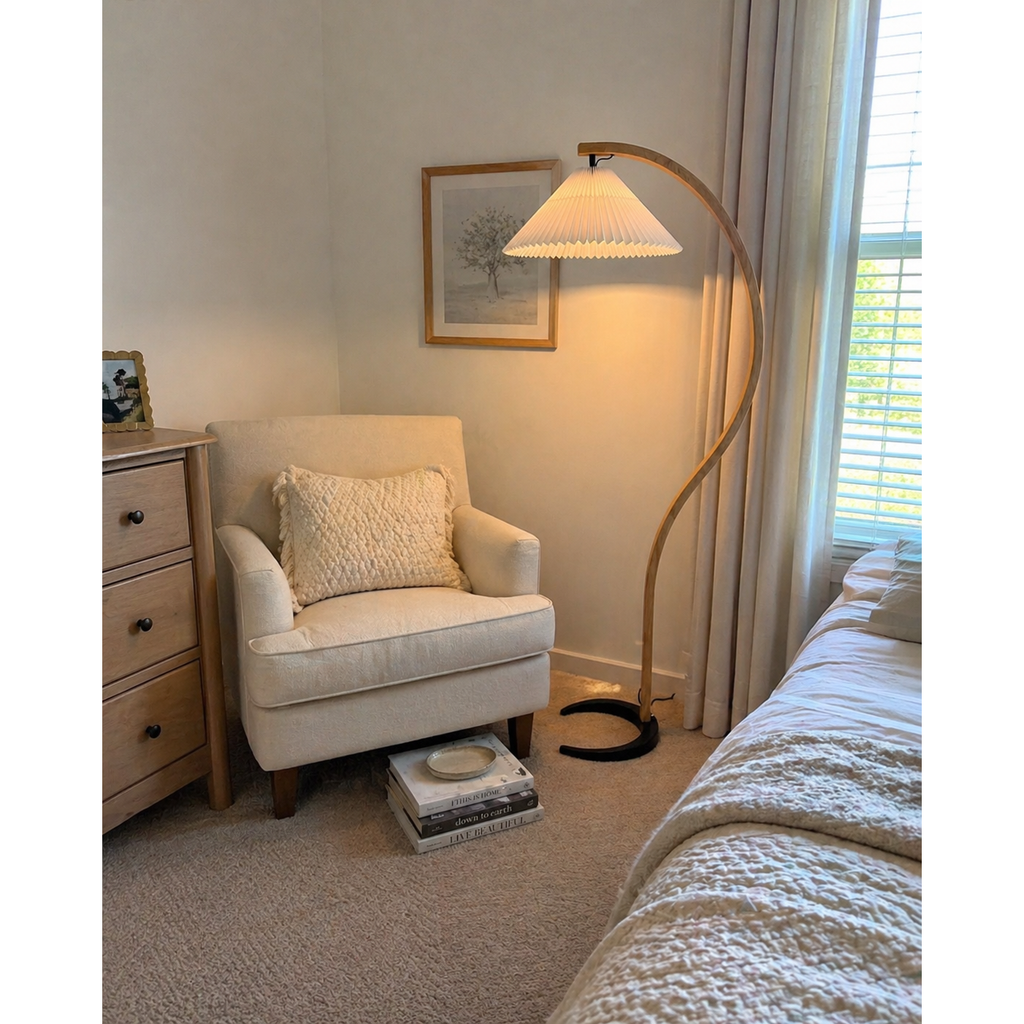 Radilum Caprani Floor Lamp Beech Wood and Linen
