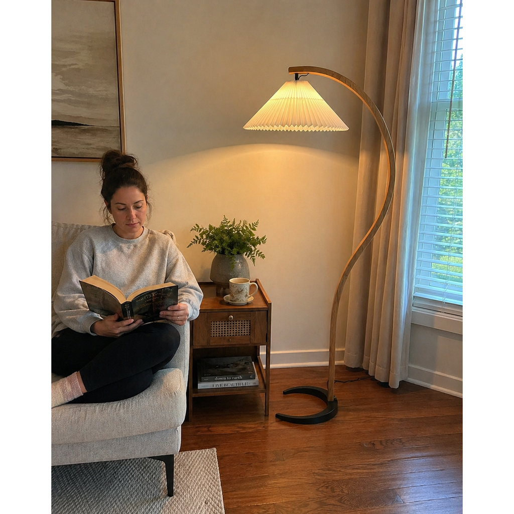 Radilum Caprani Floor Lamp Beech Wood and Linen