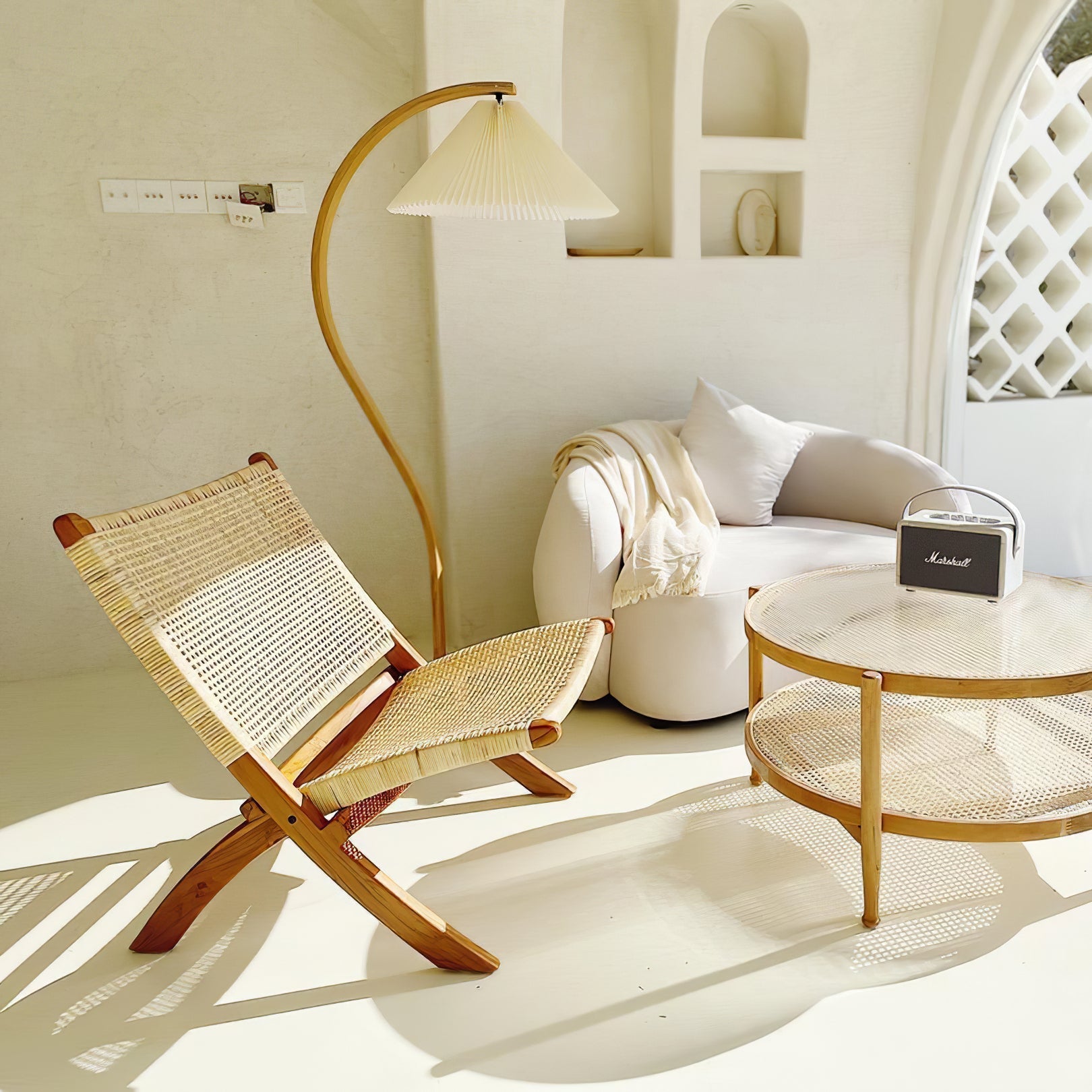 Radilum Caprani Floor Lamp Beech Wood and Linen