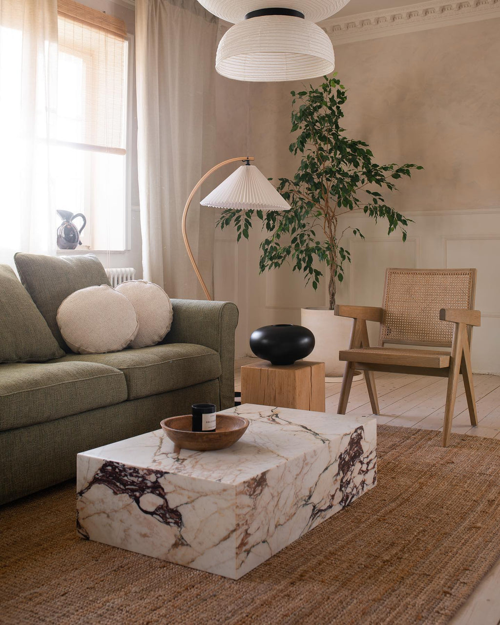 Radilum Caprani Floor Lamp Beech Wood and Linen