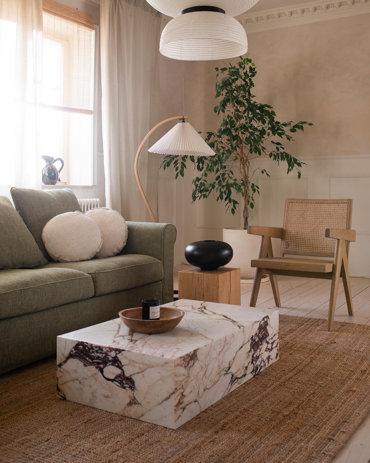 Radilum Caprani Floor Lamp Beech Wood and Linen