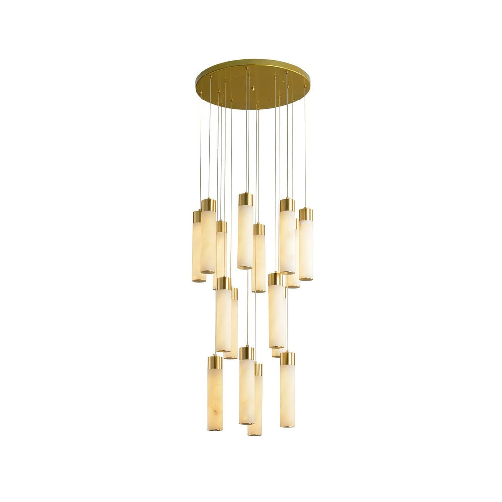 Radilum Celestial Alabaster Cascade Chandelier Brass Frame