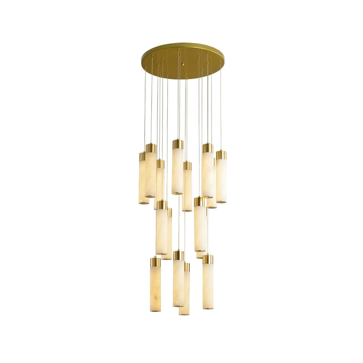 Radilum Celestial Alabaster Cascade Chandelier Brass Frame