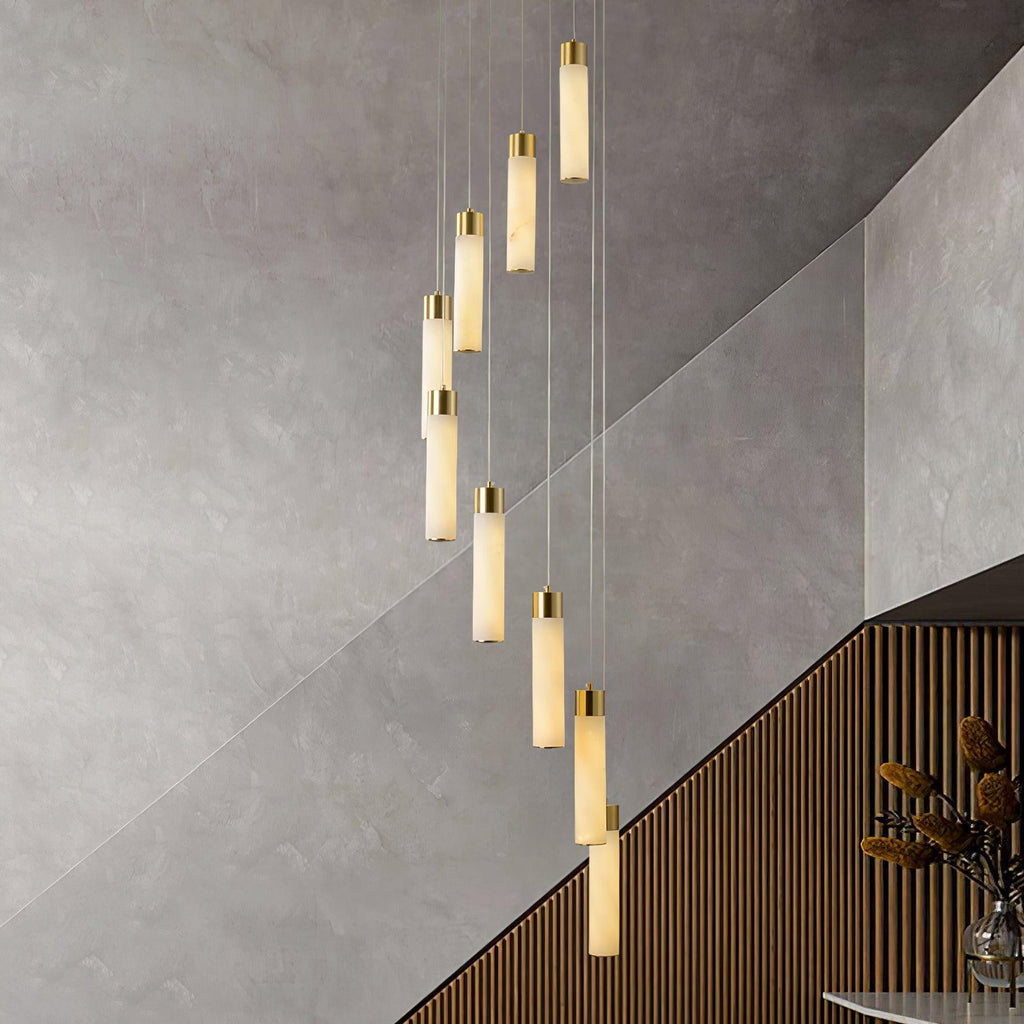 Radilum Celestial Alabaster Cascade Chandelier Brass Frame