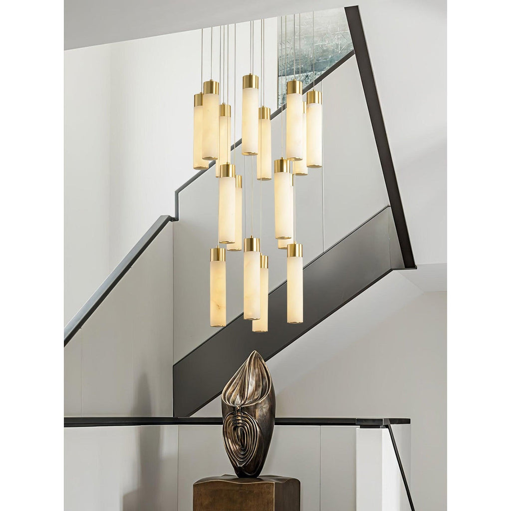 Radilum Celestial Alabaster Cascade Chandelier Brass Frame