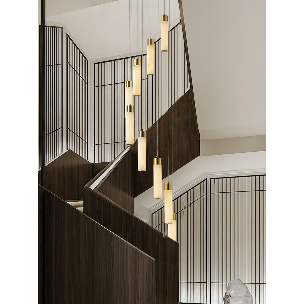 Radilum Celestial Alabaster Cascade Chandelier Brass Frame