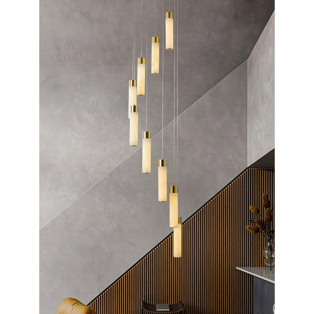 Radilum Celestial Alabaster Cascade Chandelier Brass Frame