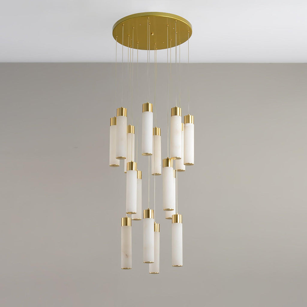 Radilum Celestial Alabaster Cascade Chandelier Brass Frame