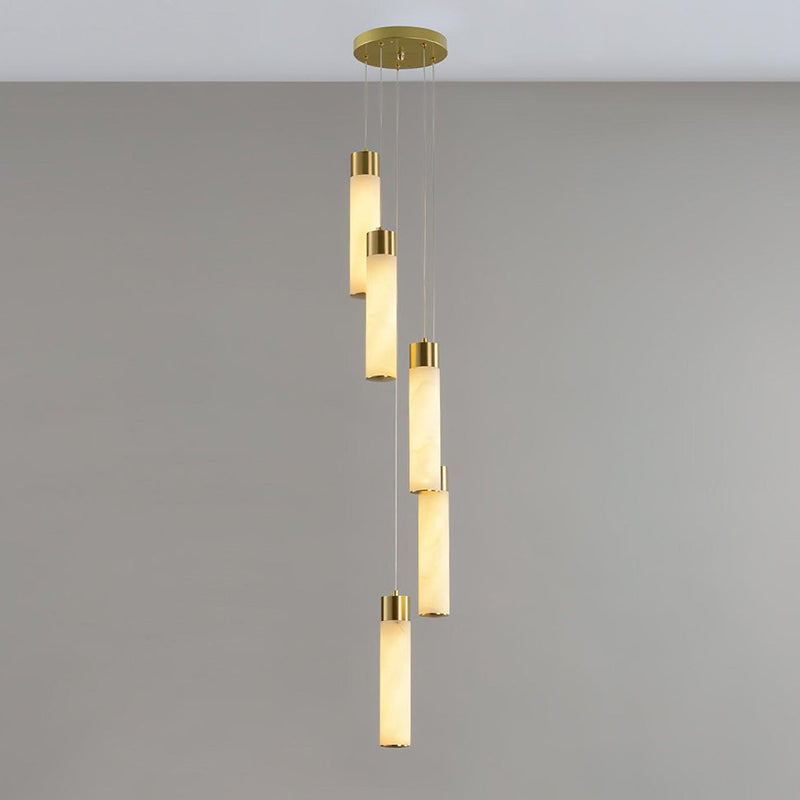 Radilum Celestial Alabaster Cascade Chandelier Brass Frame