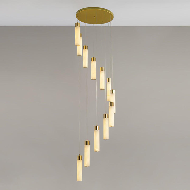 Radilum Celestial Alabaster Cascade Chandelier Brass Frame
