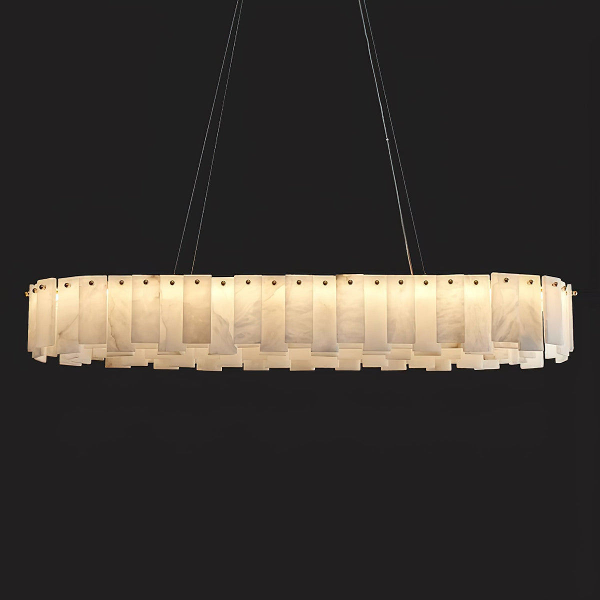 Radilum Celestial Alabaster Round Chandelier Brass Frame