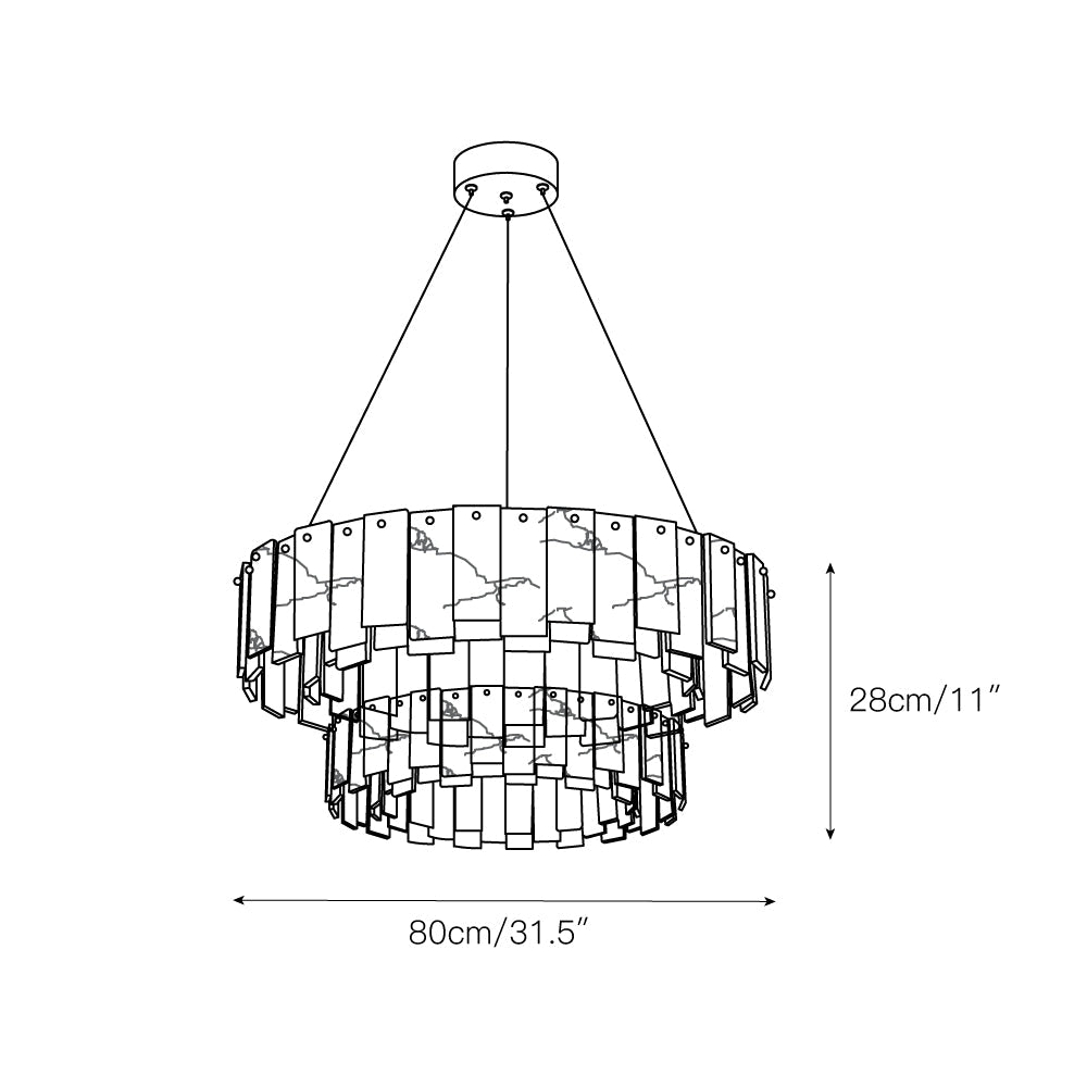 Radilum Celestial Alabaster Round Chandelier Brass Frame