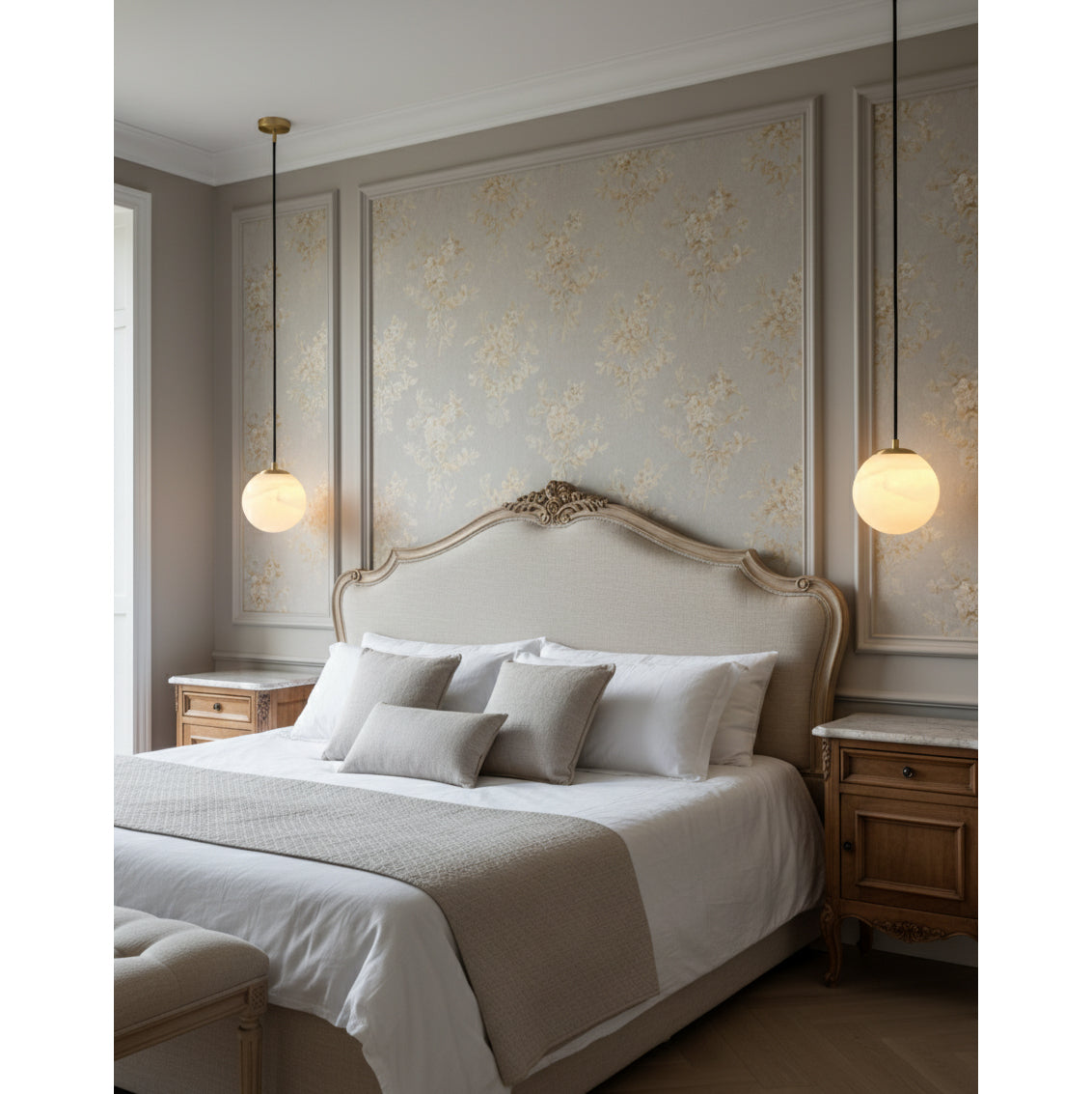 Radilum Savina Alabaster Pendant Light Hand-Cut Stone Sphere