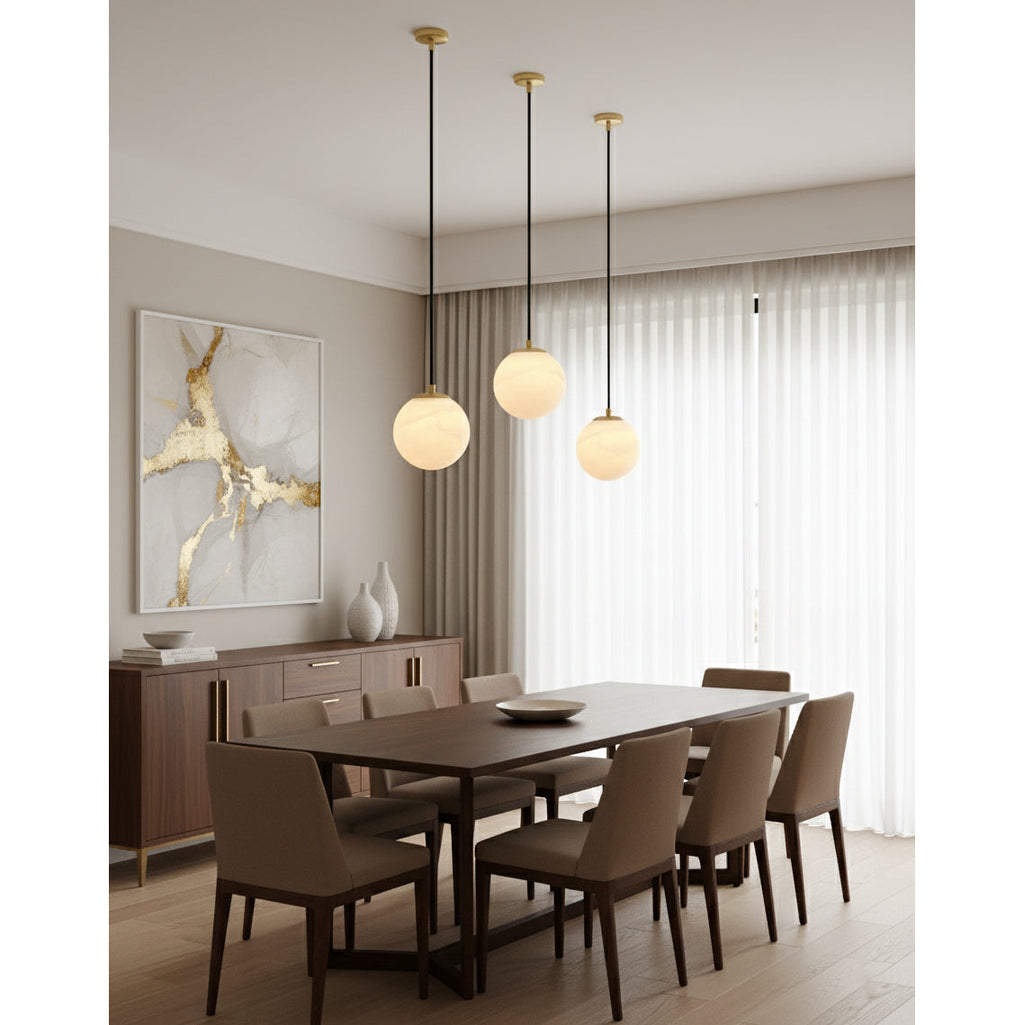 Radilum Savina Alabaster Pendant Light Hand-Cut Stone Sphere