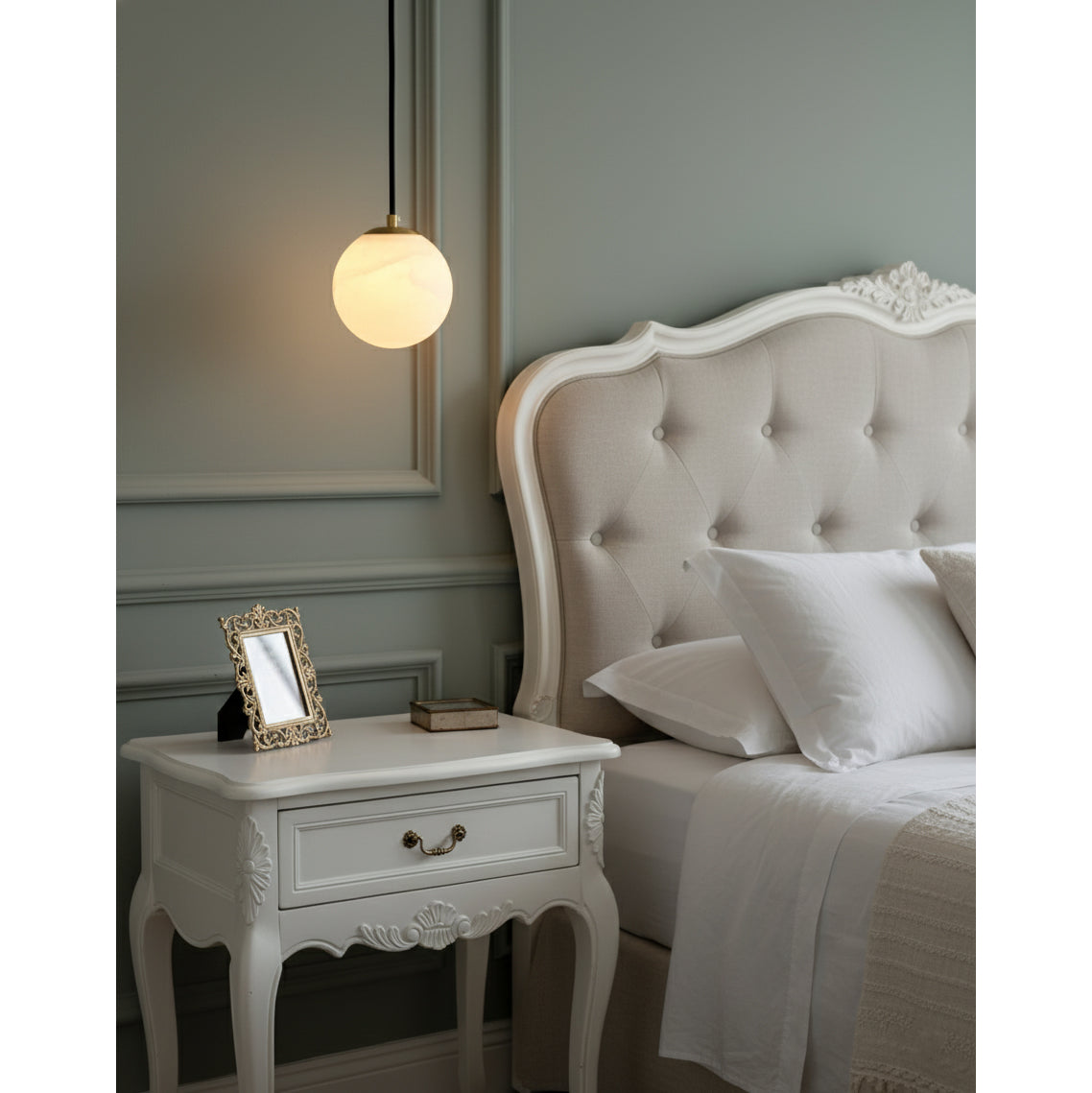 Radilum Savina Alabaster Pendant Light Hand-Cut Stone Sphere