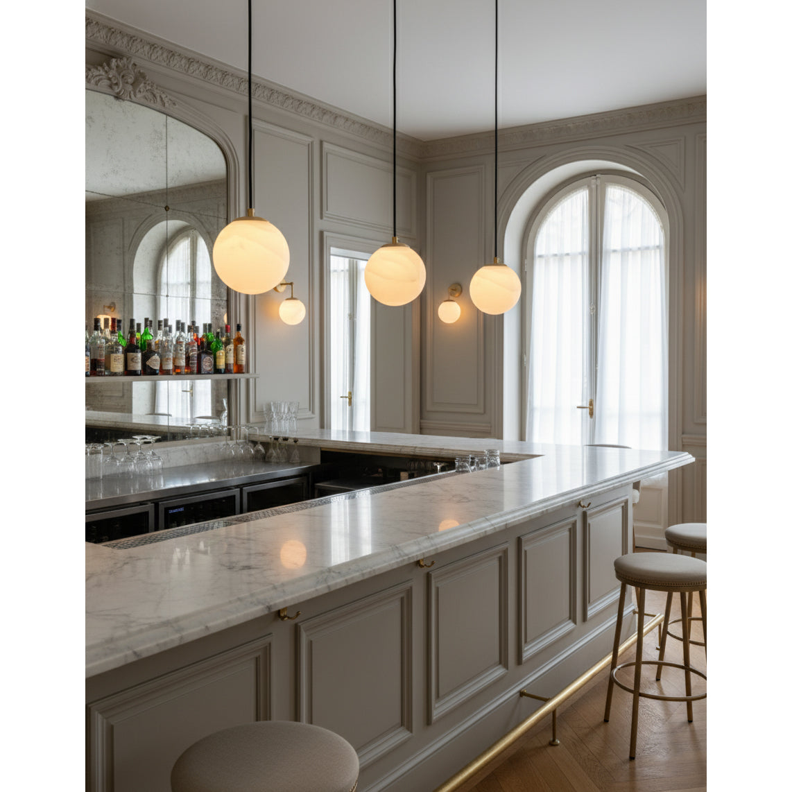 Radilum Savina Alabaster Pendant Light Hand-Cut Stone Sphere