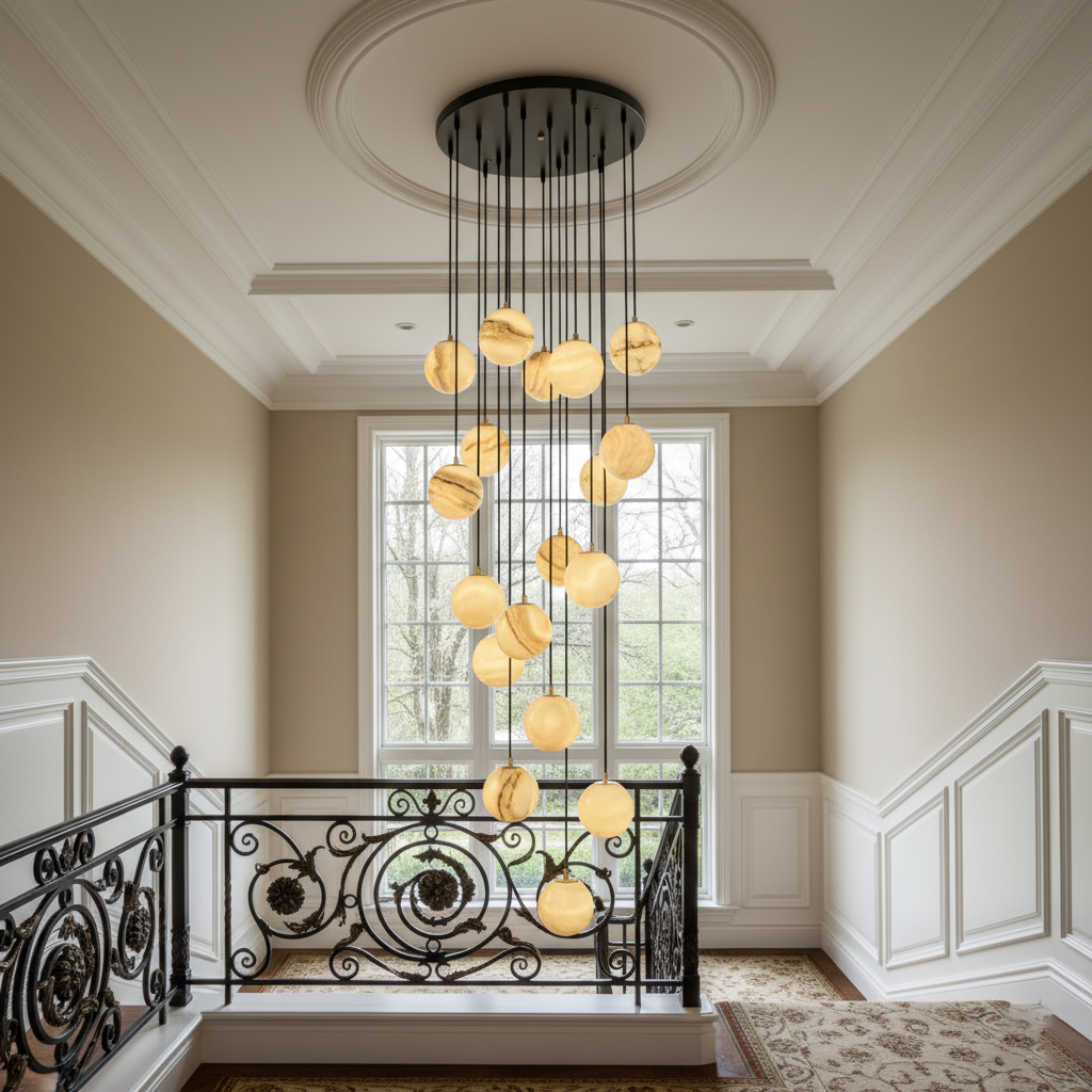 Radilum Alabaster Balls Cluster Chandelier