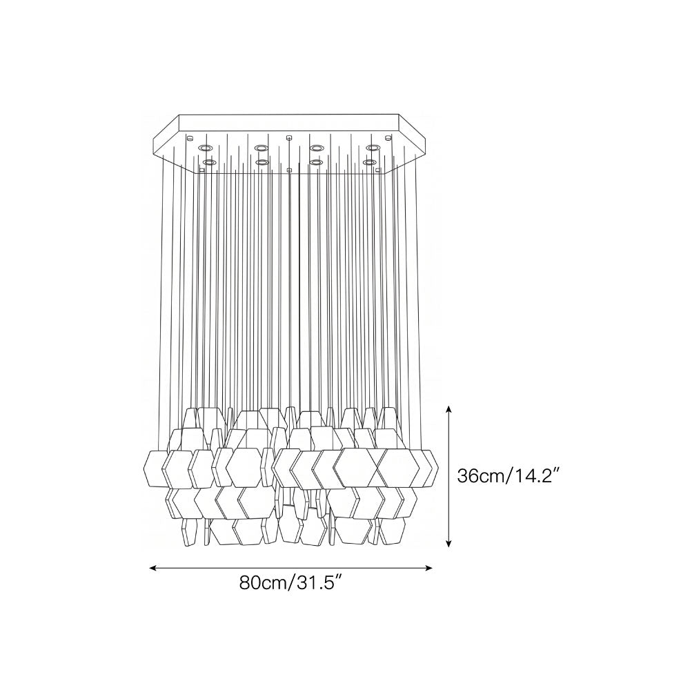 Radilum Hexagon Tiered Rain Alabaster Chandelier