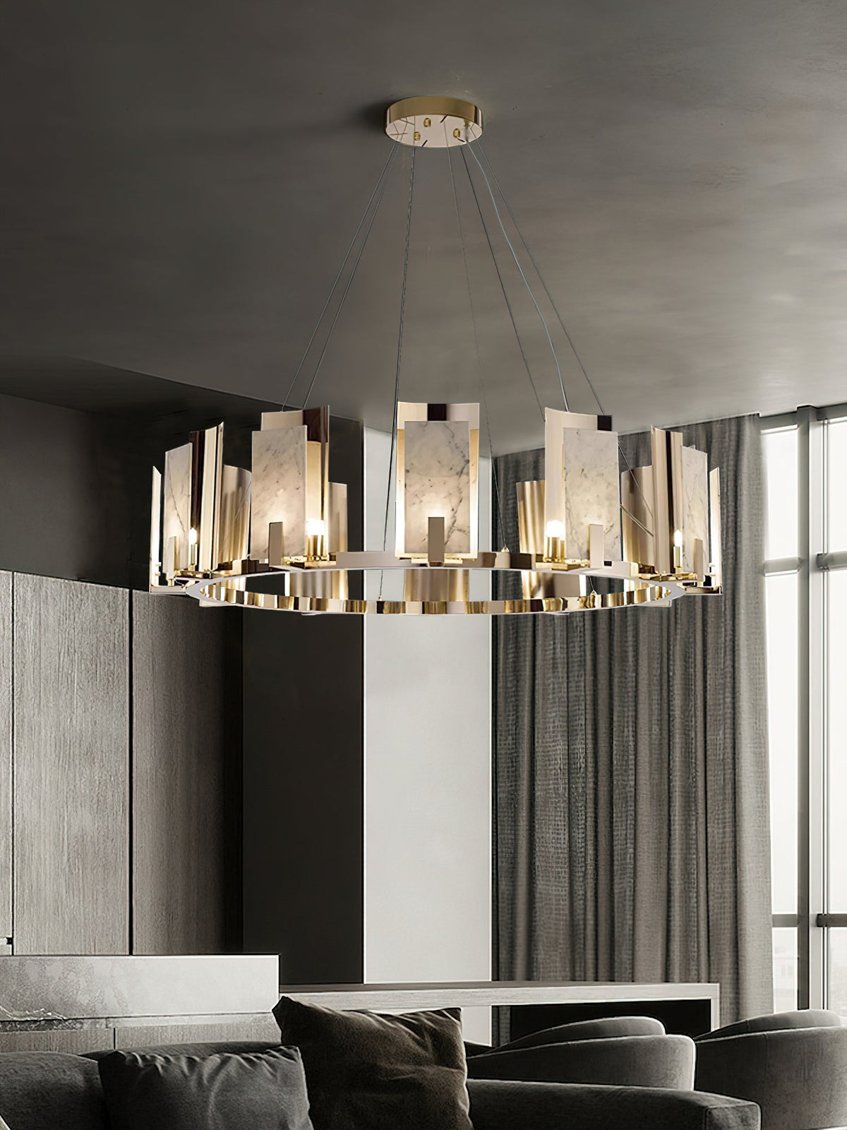 Radilum Jessie Alabaster Round Chandelier