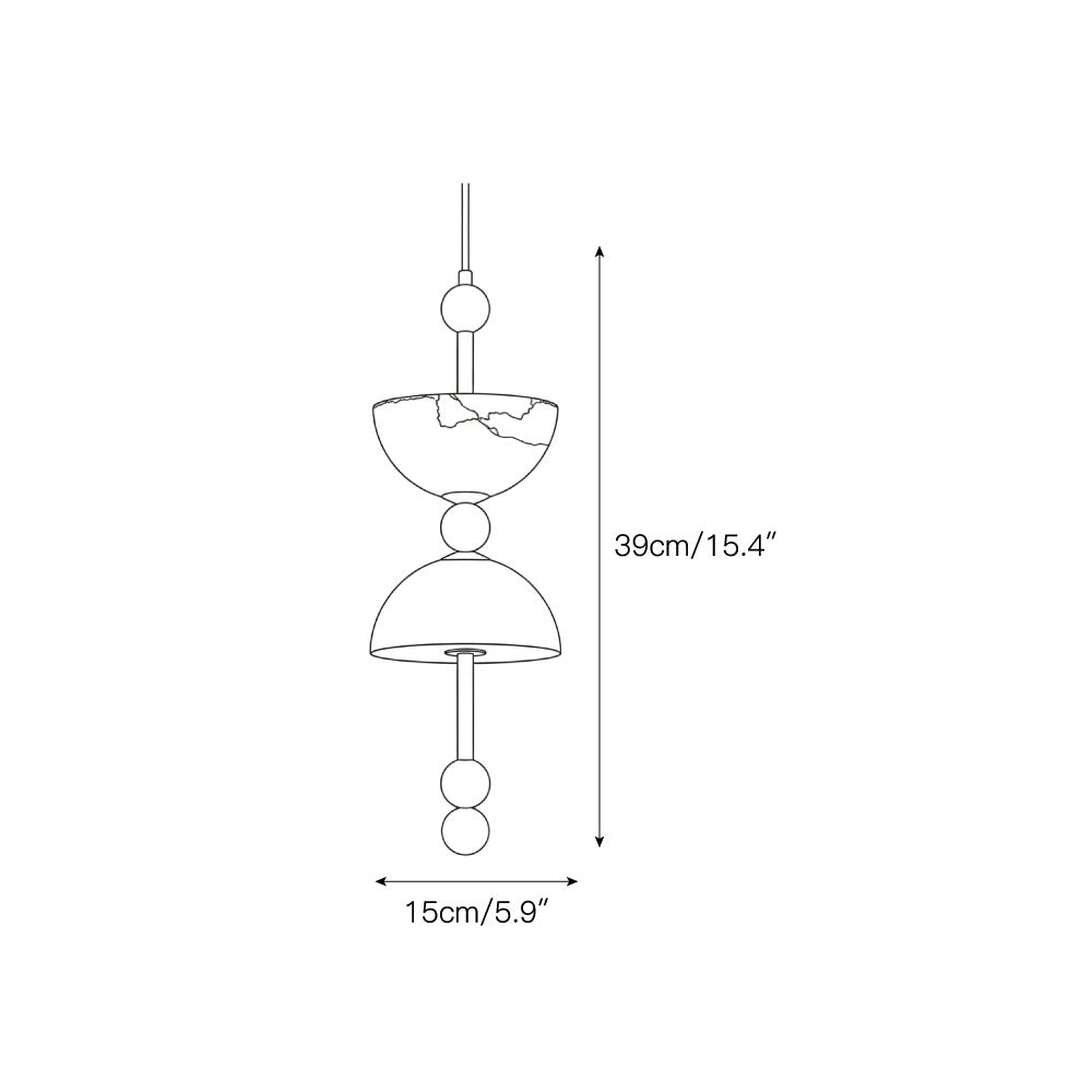 Radilum Lyra Alabaster Pendant Lamp Integrated LED Brass Shade