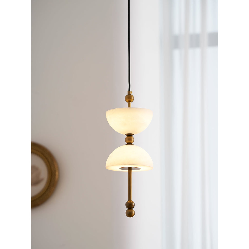 Radilum Lyra Alabaster Pendant Lamp Integrated LED Brass Shade