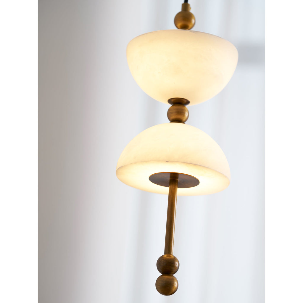 Radilum Lyra Alabaster Pendant Lamp Integrated LED Brass Shade