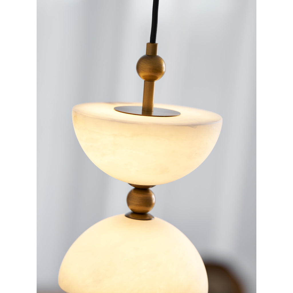 Radilum Lyra Alabaster Pendant Lamp Integrated LED Brass Shade