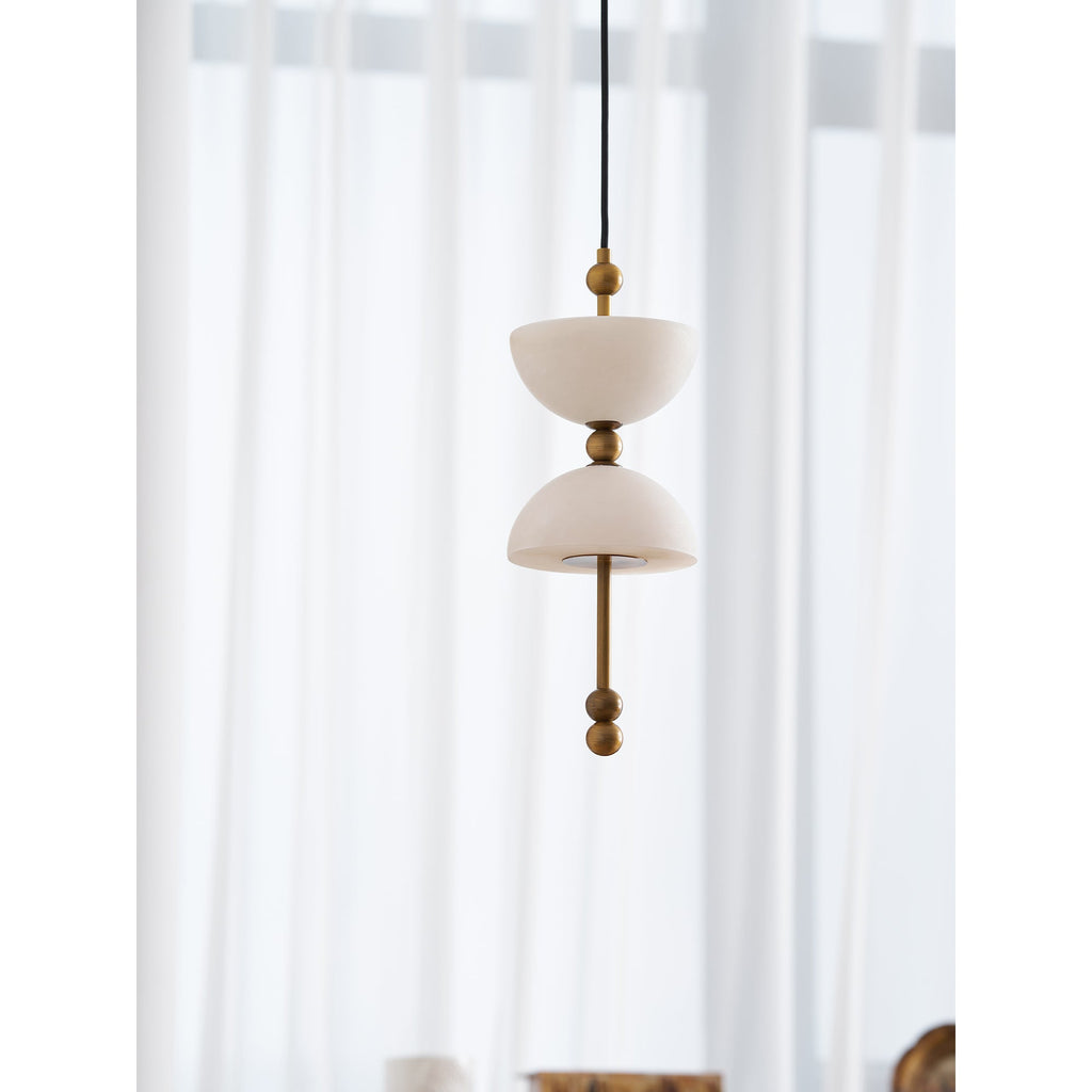 Radilum Lyra Alabaster Pendant Lamp Integrated LED Brass Shade