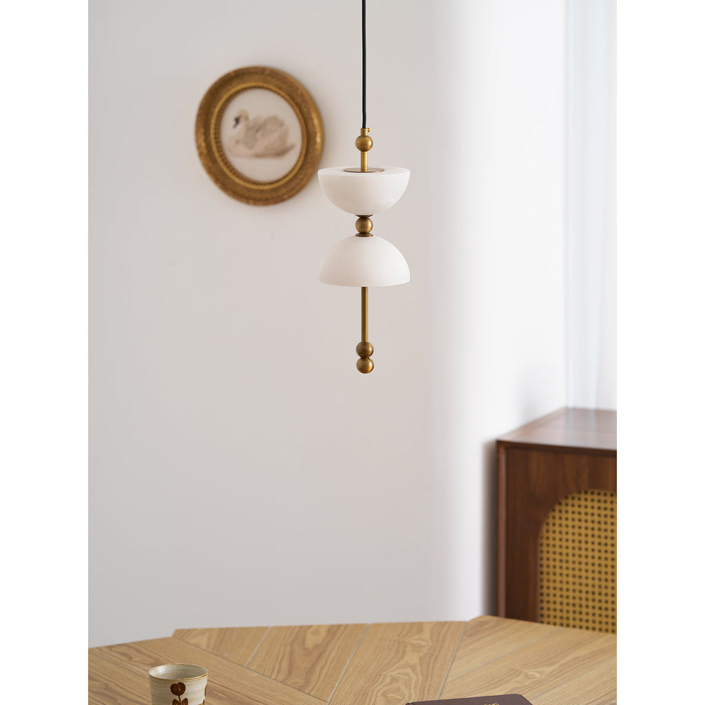 Radilum Lyra Alabaster Pendant Lamp Integrated LED Brass Shade