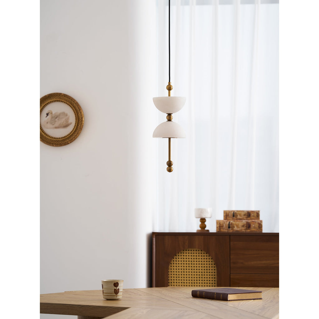 Radilum Lyra Alabaster Pendant Lamp Integrated LED Brass Shade