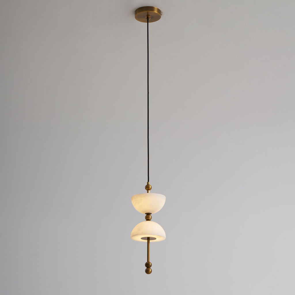 Radilum Lyra Alabaster Pendant Lamp Integrated LED Brass Shade