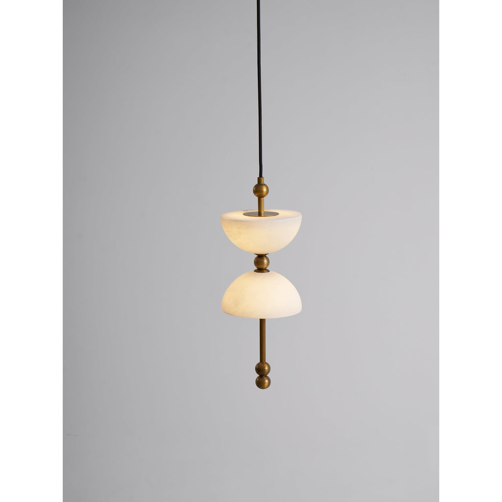 Radilum Lyra Alabaster Pendant Lamp Integrated LED Brass Shade