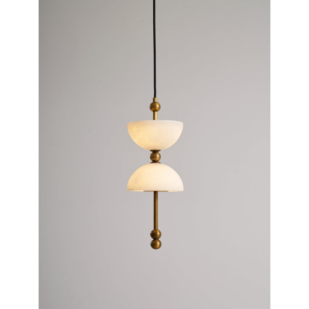 Radilum Lyra Alabaster Pendant Lamp Integrated LED Brass Shade