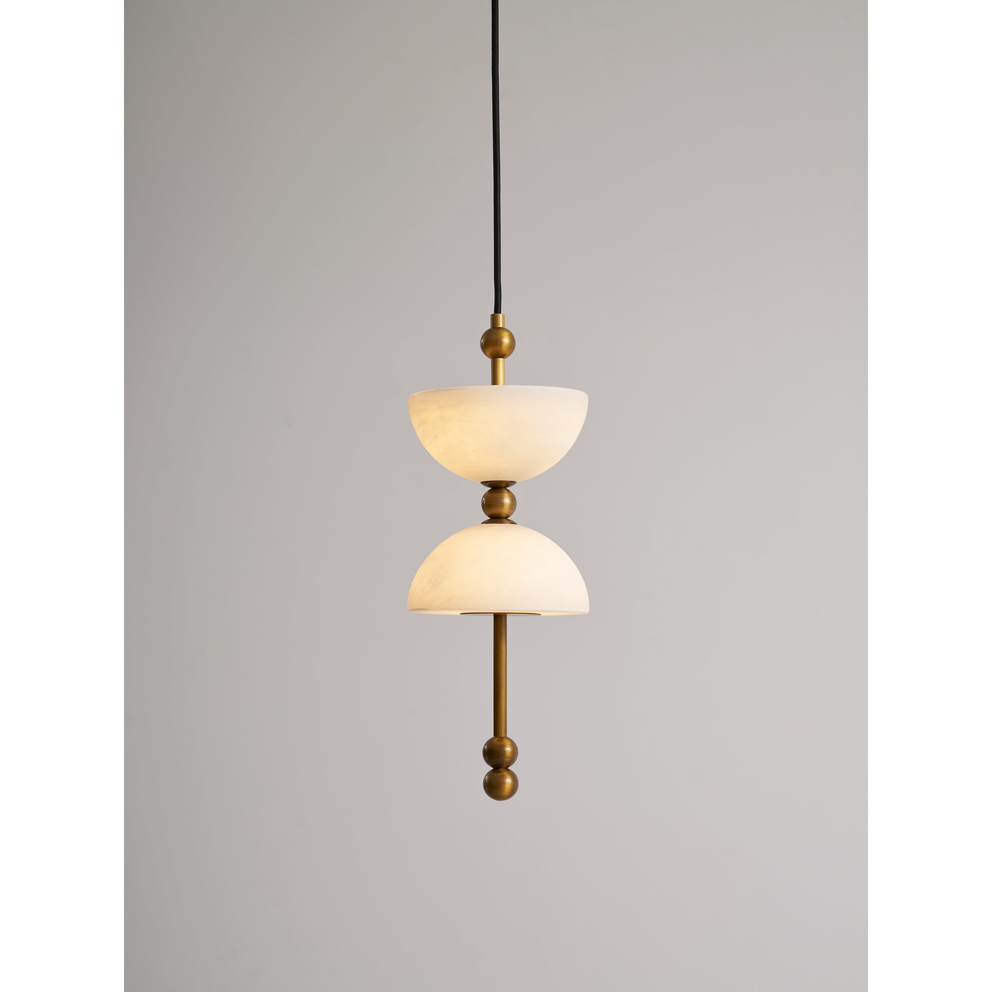 Radilum Lyra Alabaster Pendant Lamp Integrated LED Brass Shade