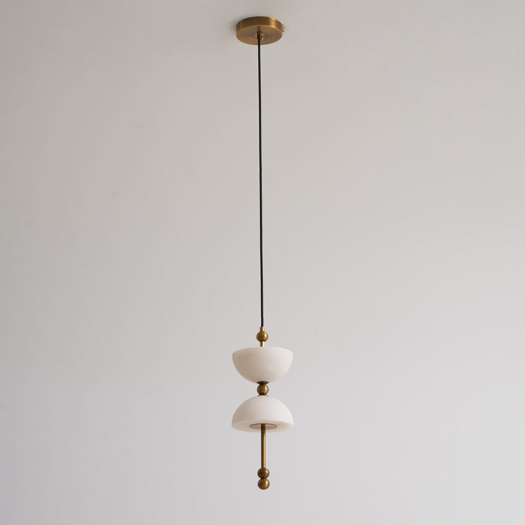 Radilum Lyra Alabaster Pendant Lamp Integrated LED Brass Shade