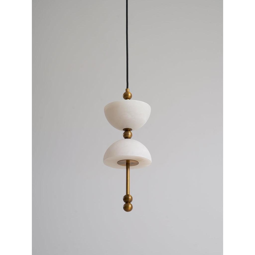 Radilum Lyra Alabaster Pendant Lamp Integrated LED Brass Shade