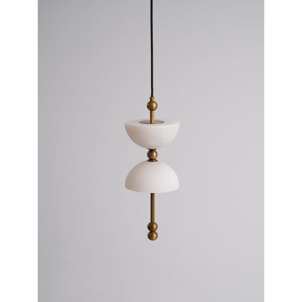 Radilum Lyra Alabaster Pendant Lamp Integrated LED Brass Shade
