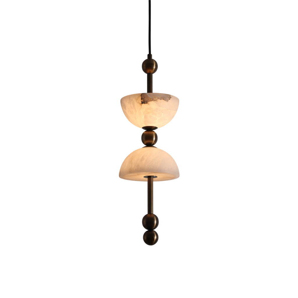 Radilum Lyra Alabaster Pendant Lamp Integrated LED Brass Shade