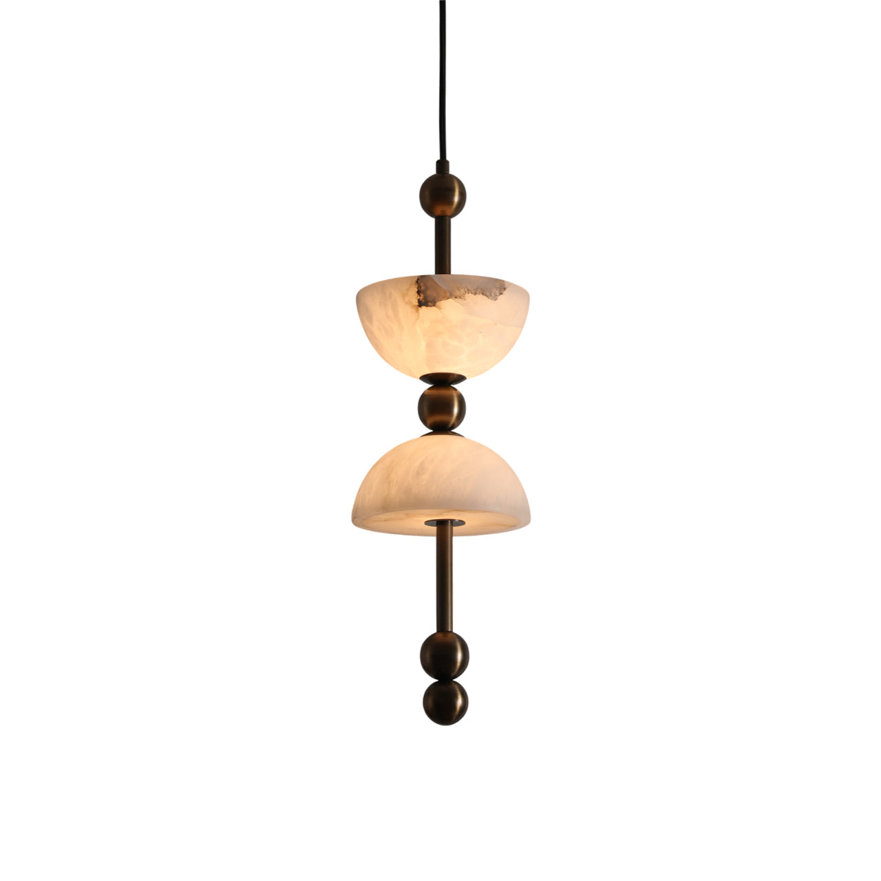 Radilum Lyra Alabaster Pendant Lamp Integrated LED Brass Shade