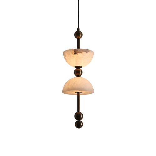 Radilum Lyra Alabaster Pendant Lamp Integrated LED Brass Shade