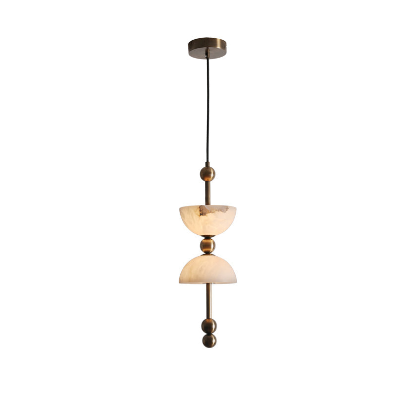 Radilum Lyra Alabaster Pendant Lamp Integrated LED Brass Shade