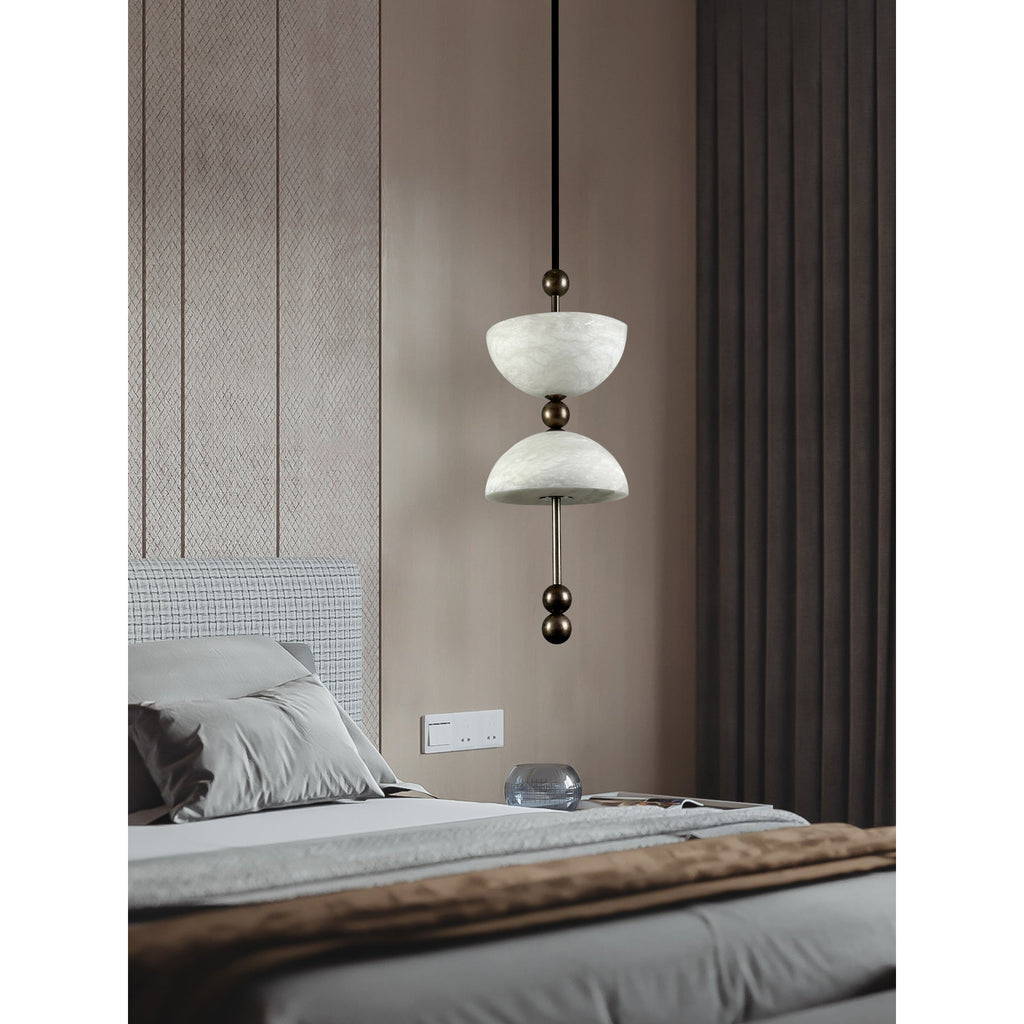 Radilum Lyra Alabaster Pendant Lamp Integrated LED Brass Shade