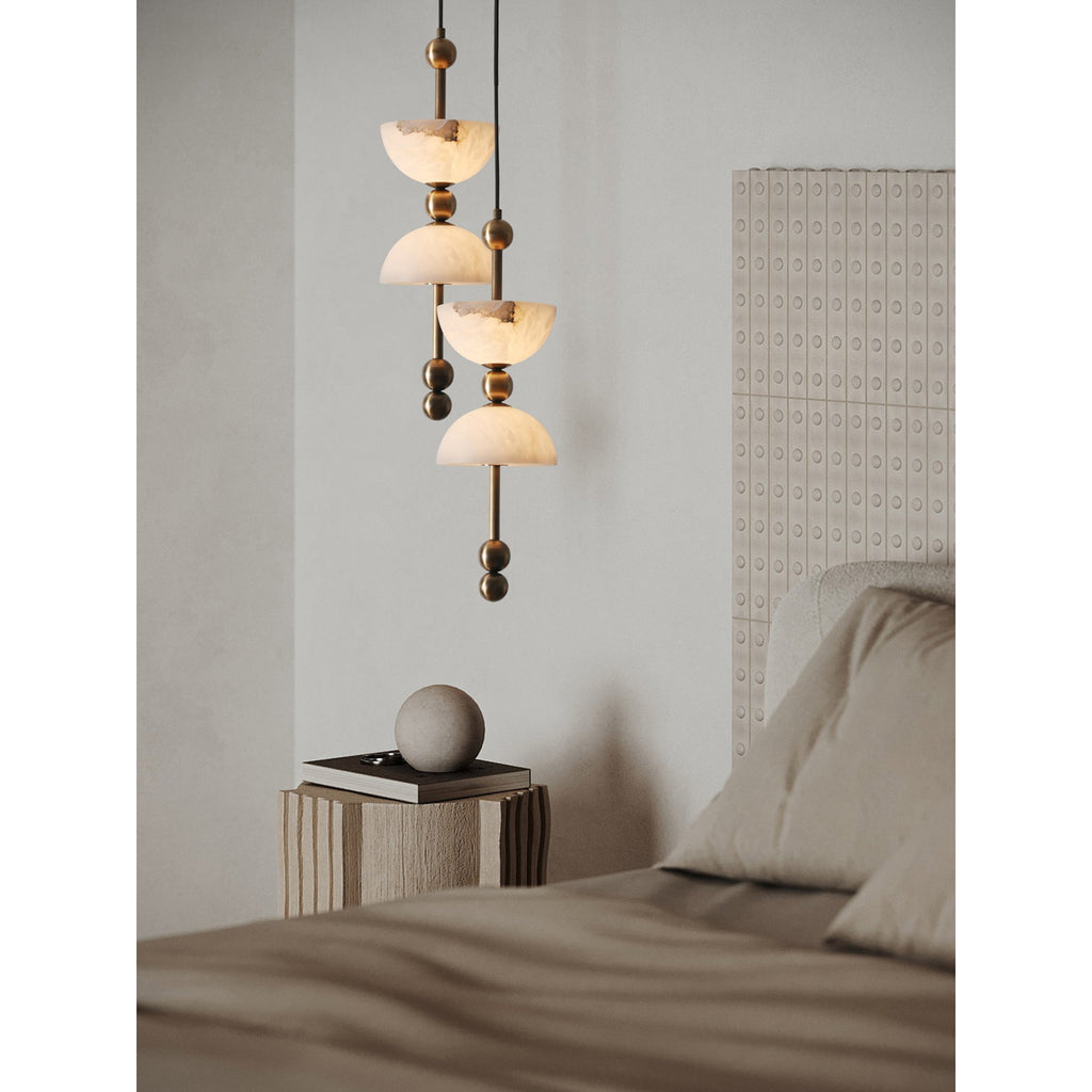 Radilum Lyra Alabaster Pendant Lamp Integrated LED Brass Shade